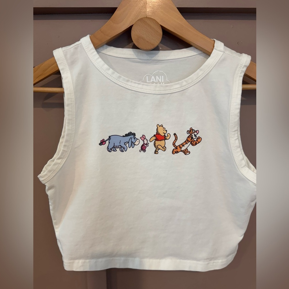 Lani Nani Crop Top with Winnie the Pooh Inspired Design. Adult Medium. Like New.